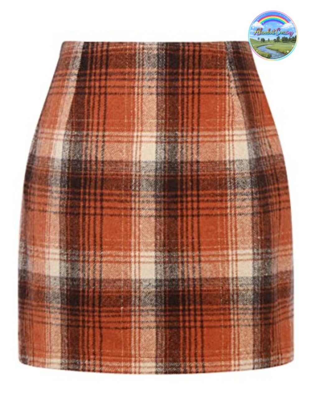 High Waist Plaid Bodycon Pencil Mini Skirt Woolen Knee Length
